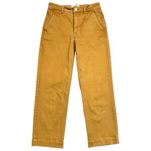 Everlane Mustard Yellow Mid Rise Straight Leg Cropped Jeans Size 4